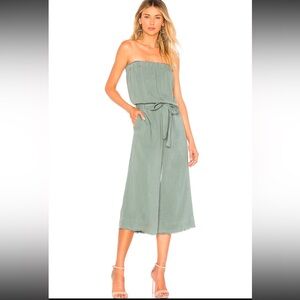 CLOTH & STONE STRAPLESS FRAYED ELASTICIZED‎ WAIST JUMPER FADED EVERGLADE Sz: L